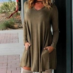 Lucky & Blessed Distressed Style Dress "Mocha ("Mocha"), size 2X